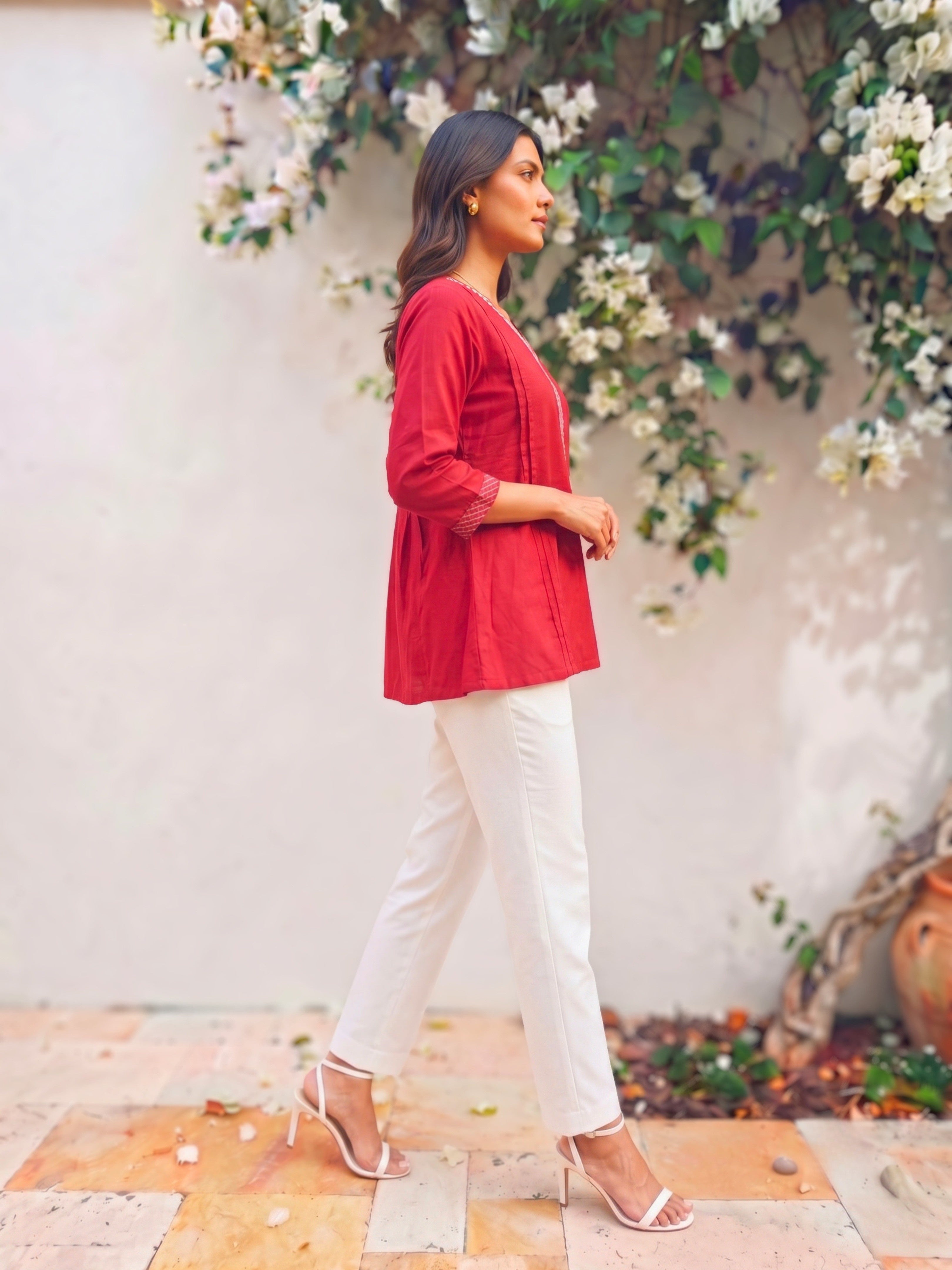 Rayon Embroidered Straight Short Length Short Kurta