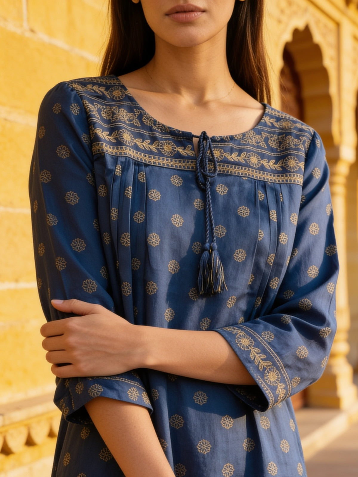 Rayon Printed A-Line Short Length Short Kurta