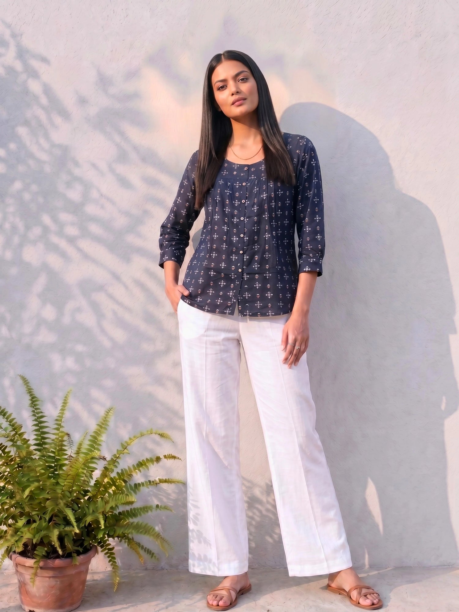 Buy Blue Rayon Printed A-Line Short Length Kurti-Blue