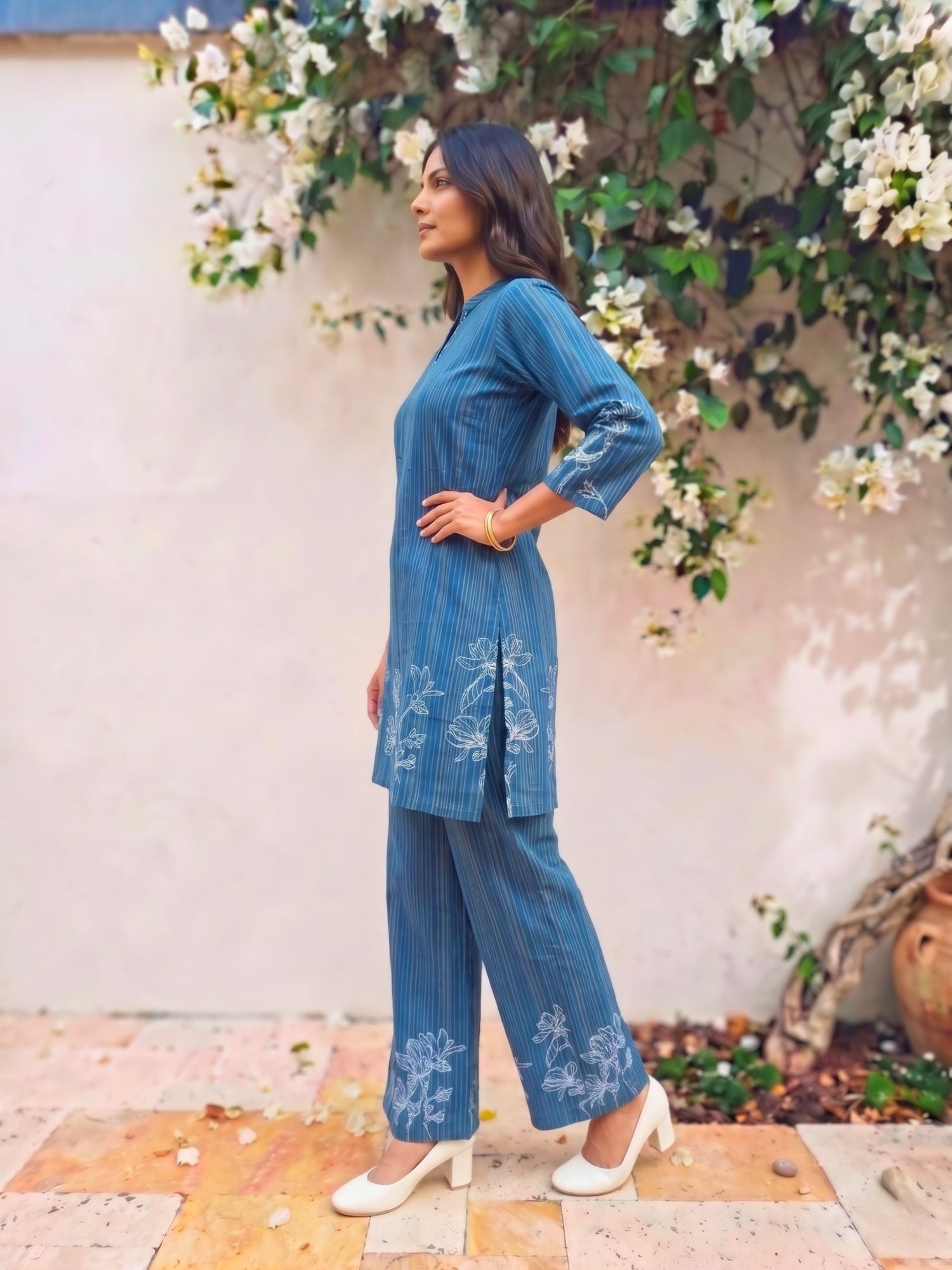 Buy Rayon Printed Straight Co-Ord Set-Blue