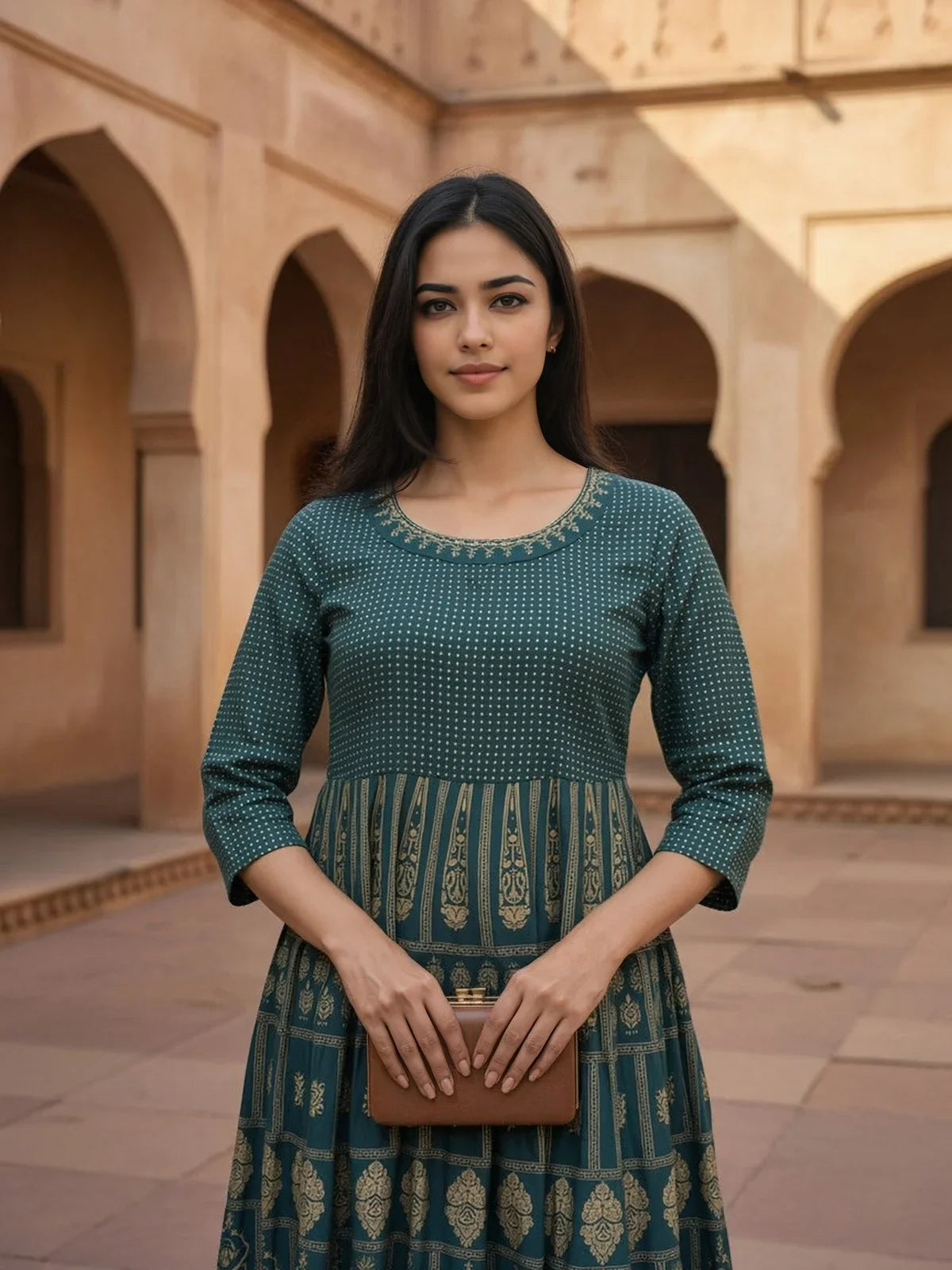 Buy Rayon Embroidered Anarkali Ankle Length Kurta-Teal