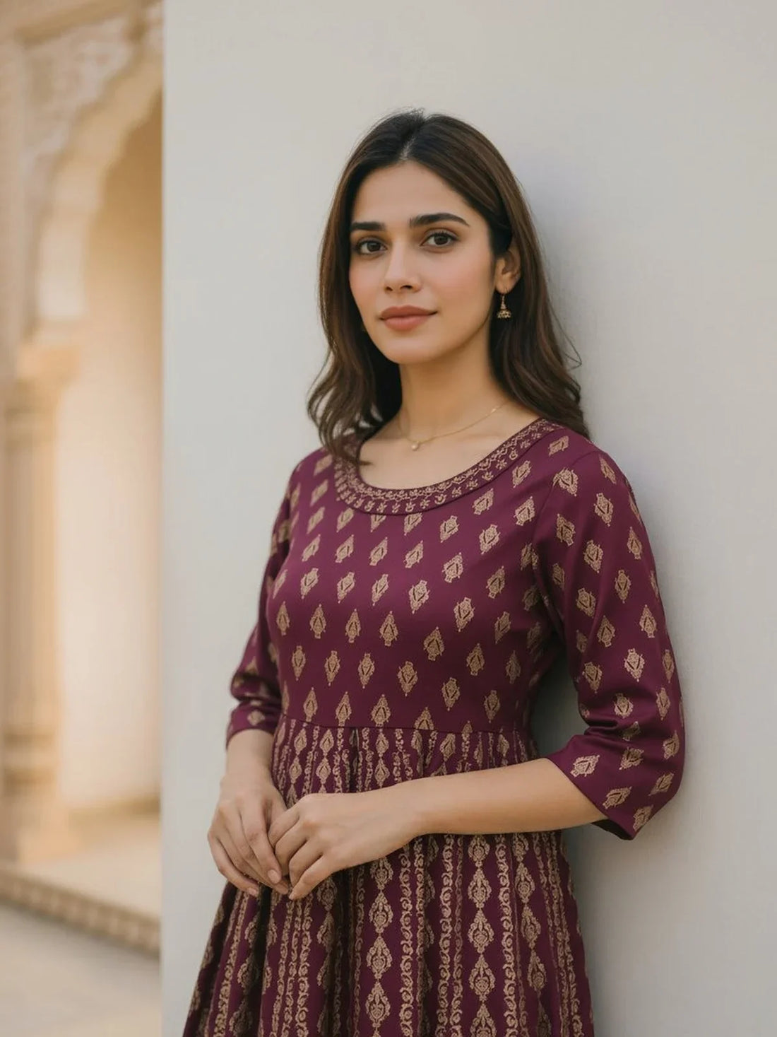 Buy Rayon Embroidered Anarkali Ankle Length Kurta-Magenta
