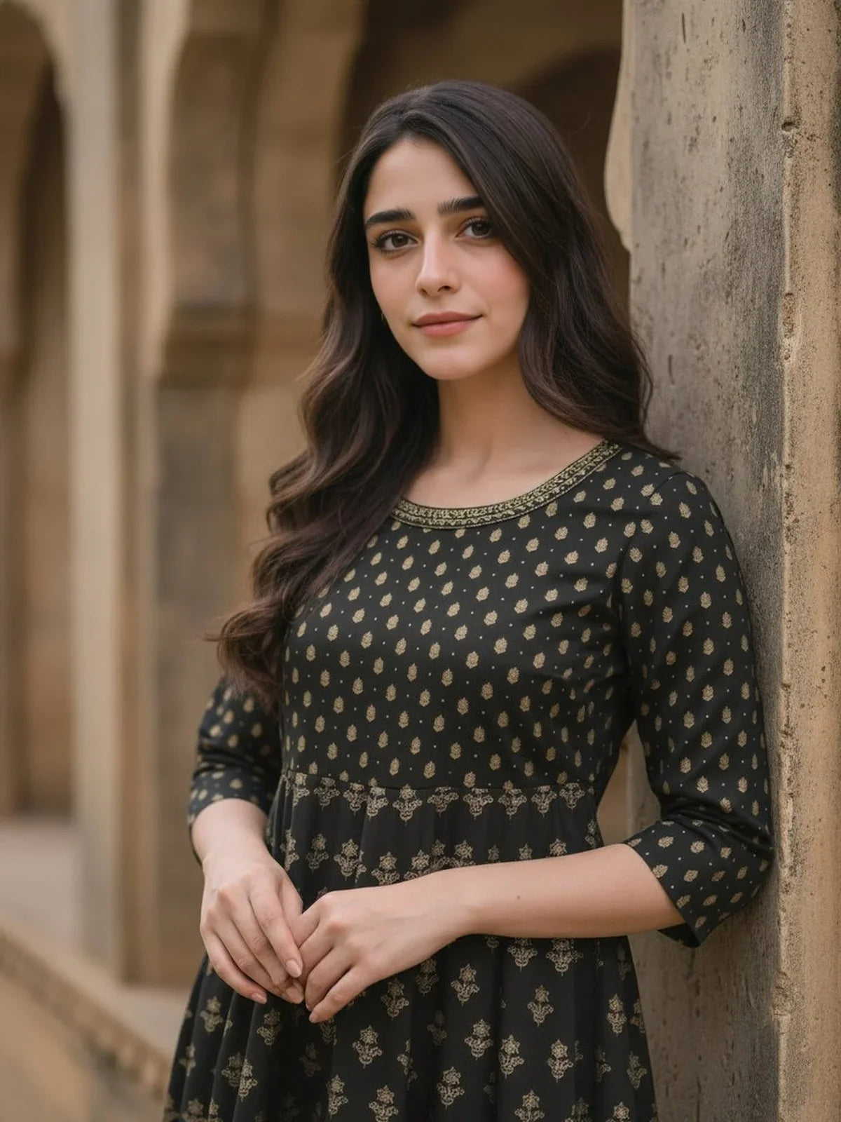 Buy Rayon Embroidered Anarkali Ankle Length Kurta-Black