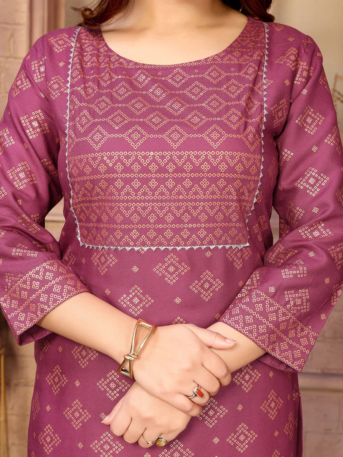 Buy Rayon Printed Knee Length Straight Kurta-Wine