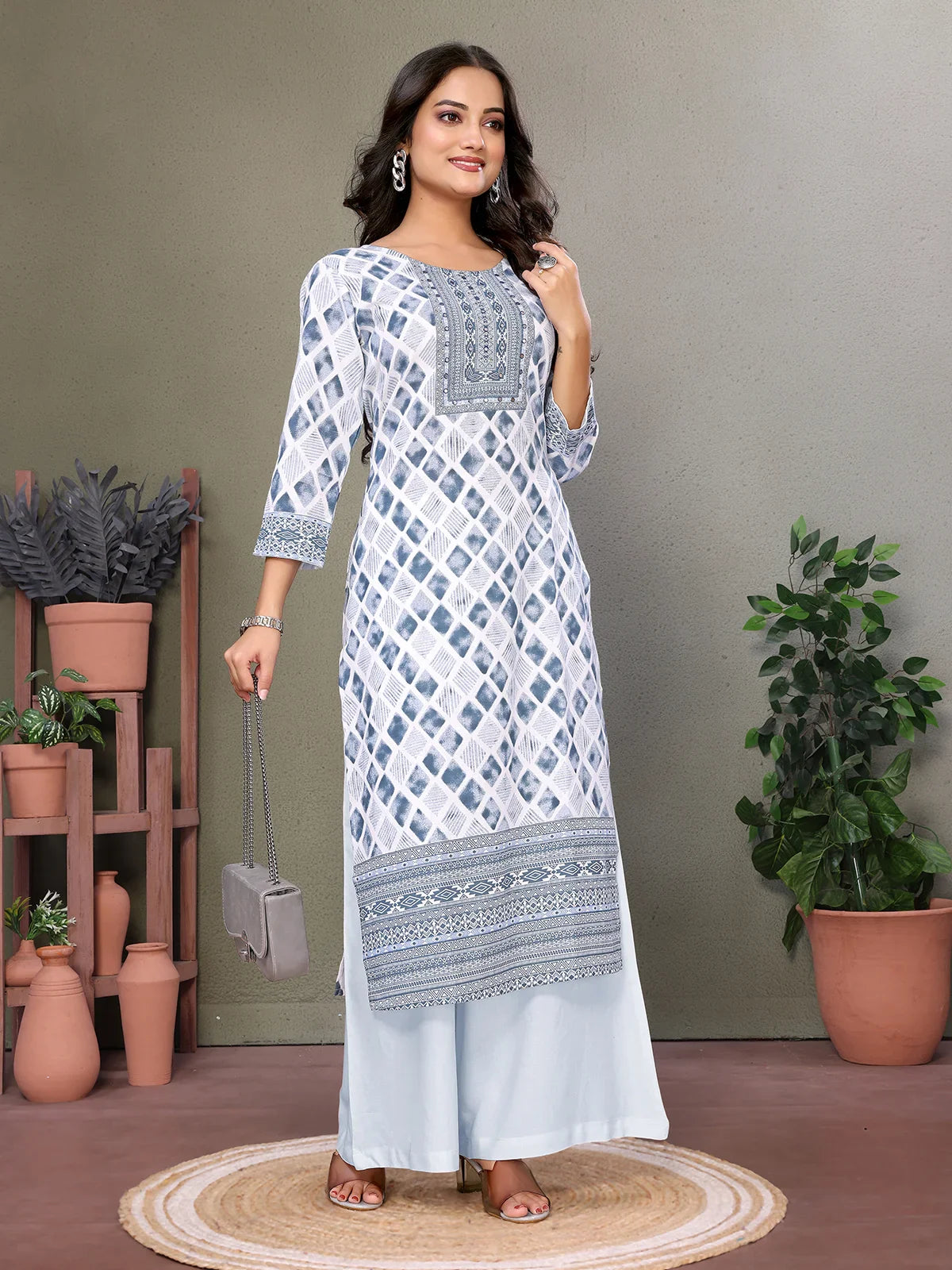 Buy Cotton Embroidered Calf Length Straight Kurta-White