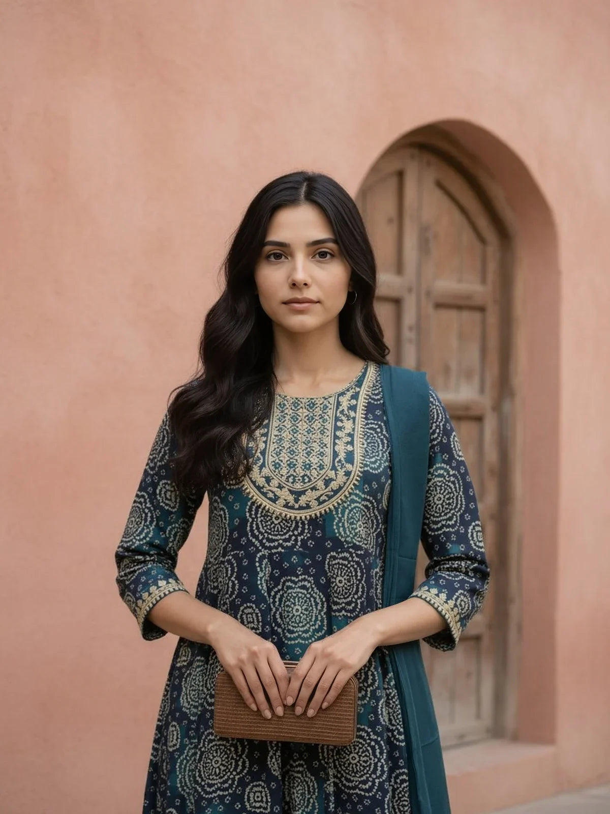 Buy Rayon Embroidered Anarkali Calf Length Salwar Suit-Blue