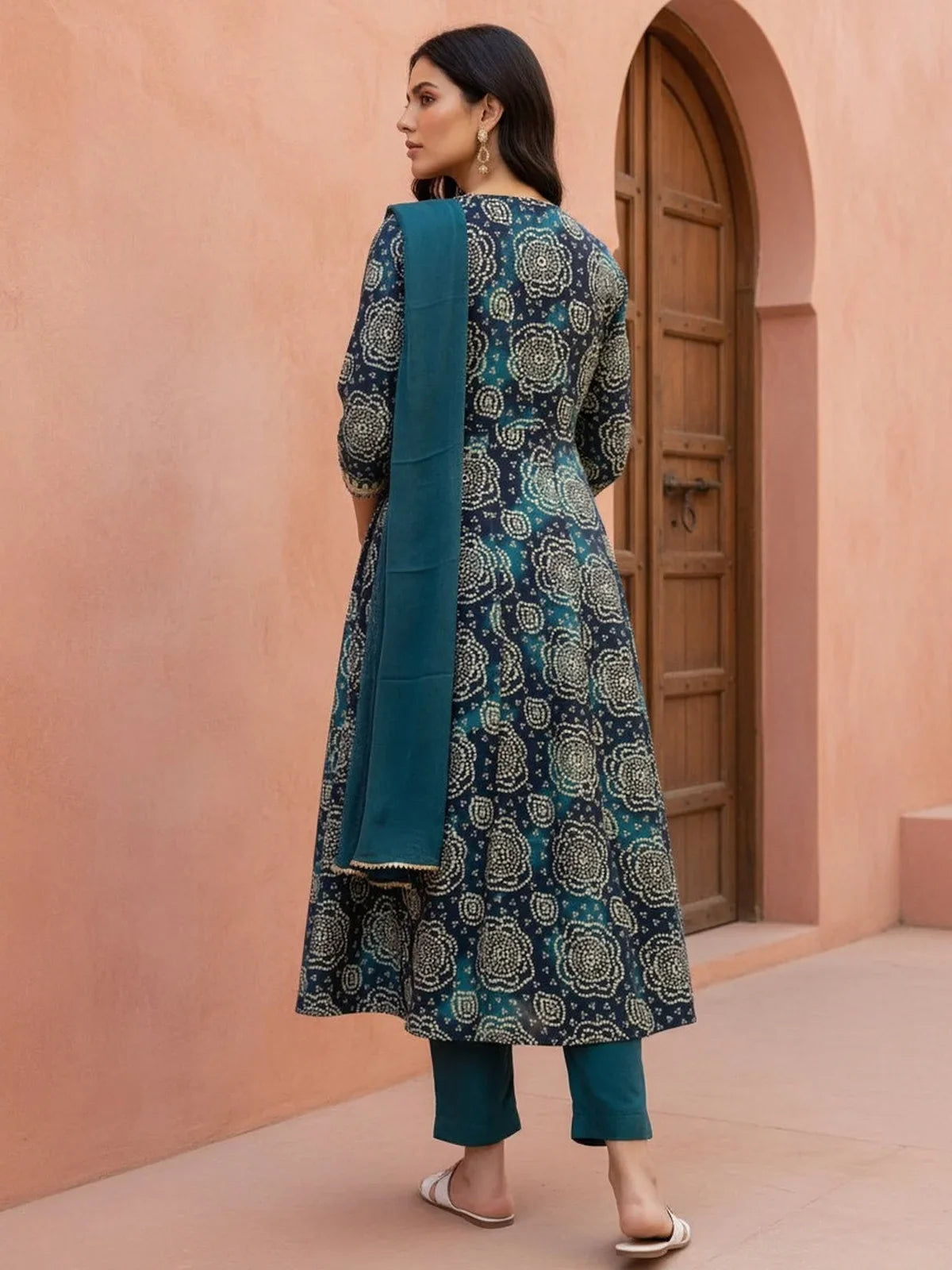Buy Rayon Embroidered Anarkali Calf Length Salwar Suit-Blue