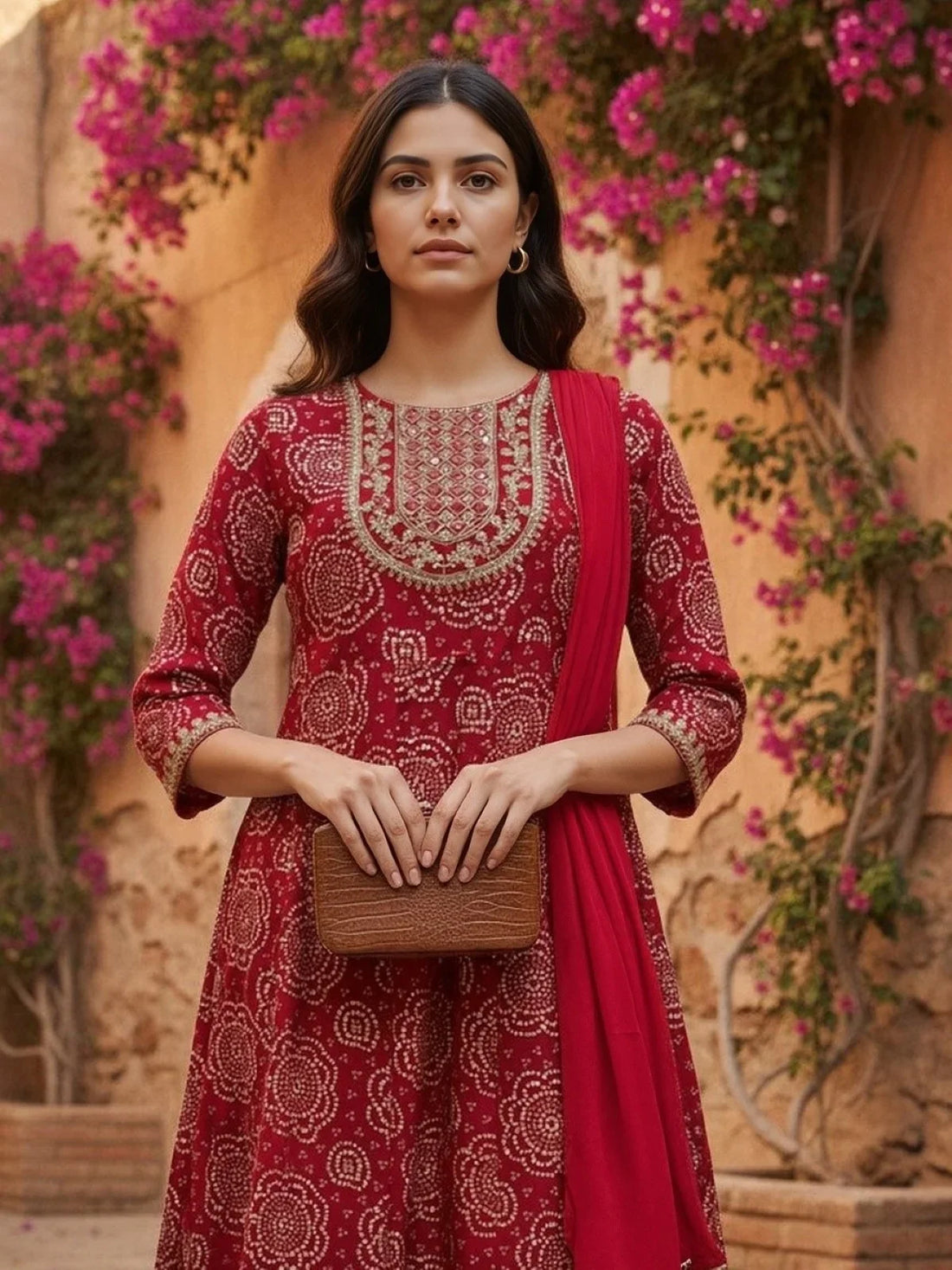 Buy Rayon Embroidered Anarkali Calf Length Salwar Suit-Pink