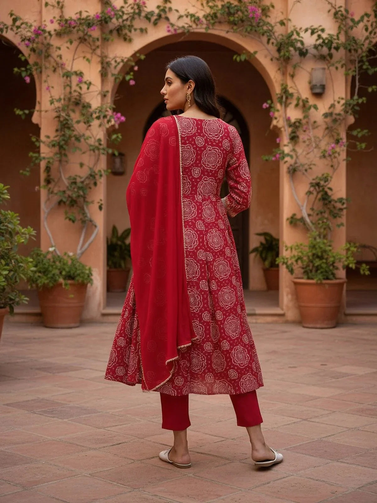 Buy Rayon Embroidered Anarkali Calf Length Salwar Suit-Pink