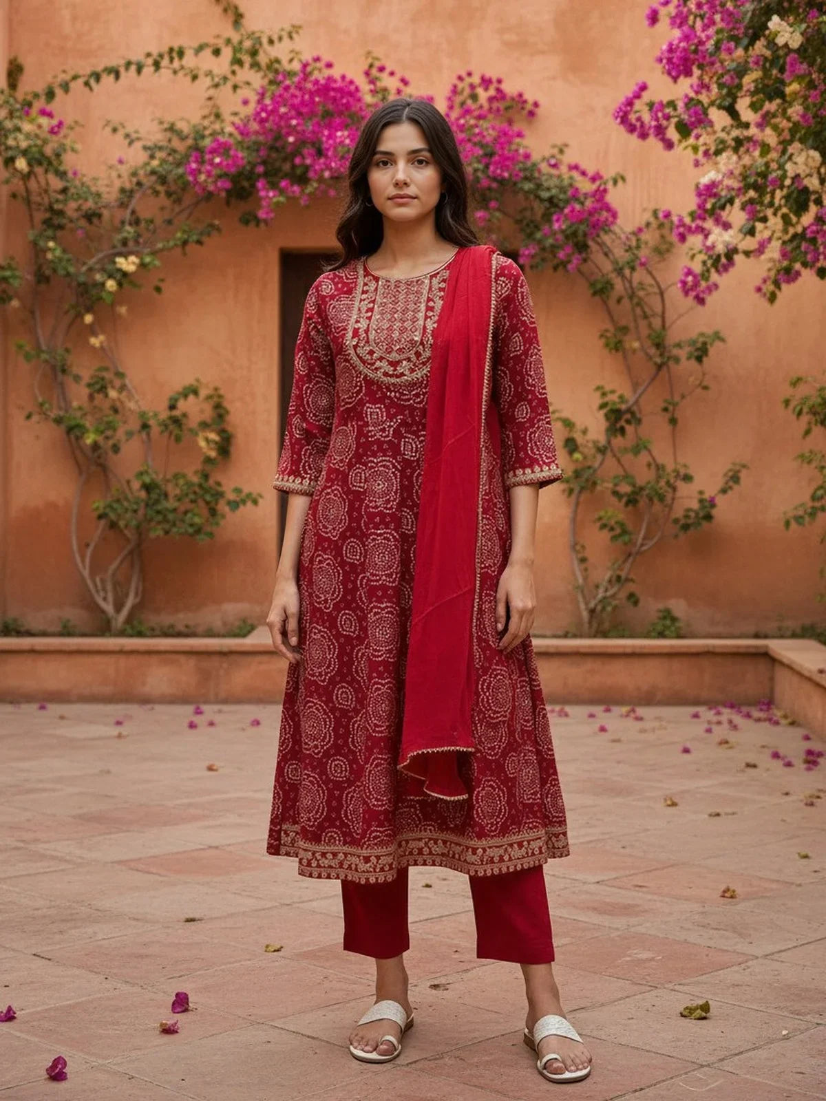 Buy Rayon Embroidered Anarkali Calf Length Salwar Suit-Pink