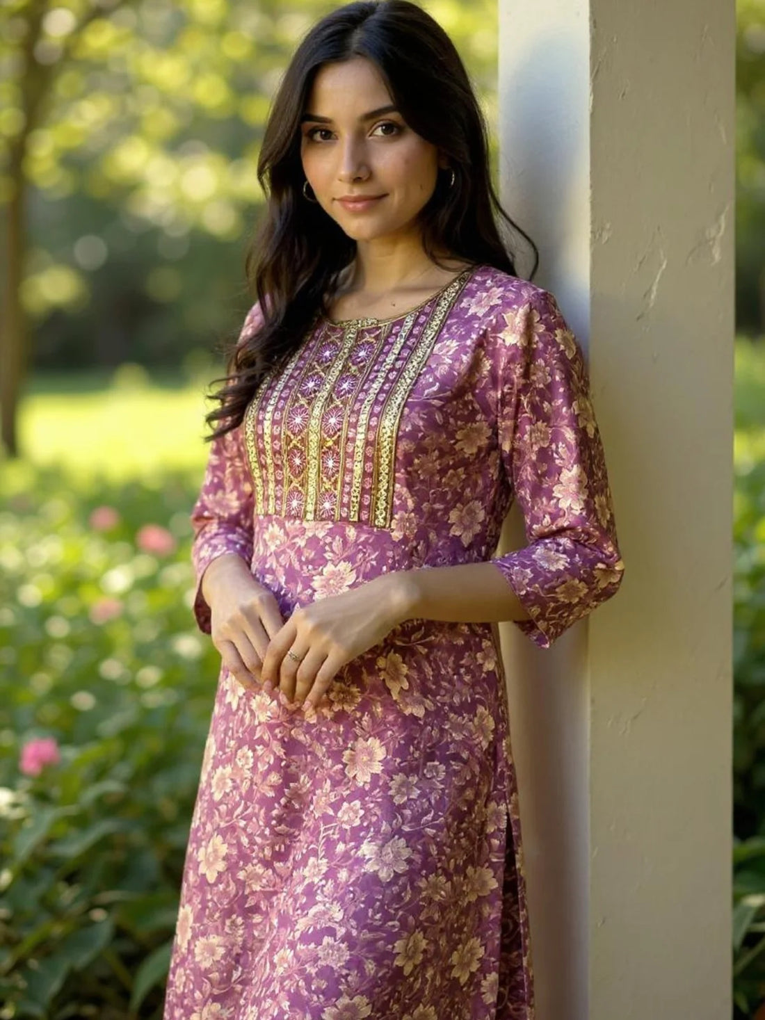 Buy Cotton Embroidered Straight Calf Length Kurta with Pant-Wine