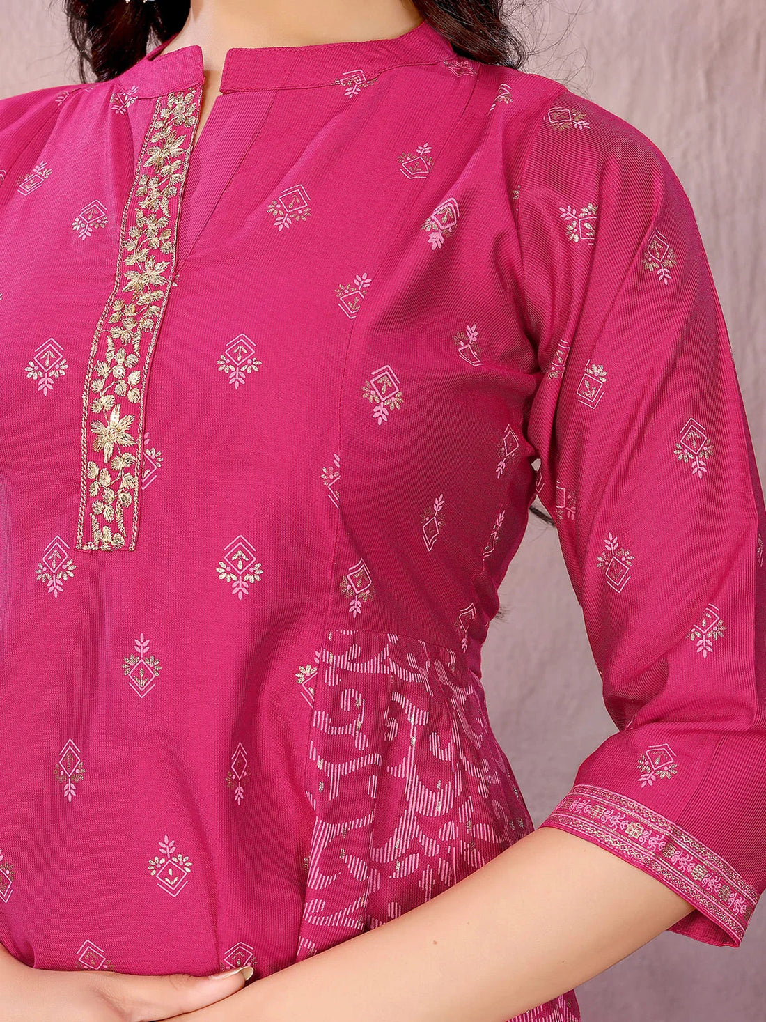 Buy Viscose Poly Printed Flared Calf Length Kurta-Red