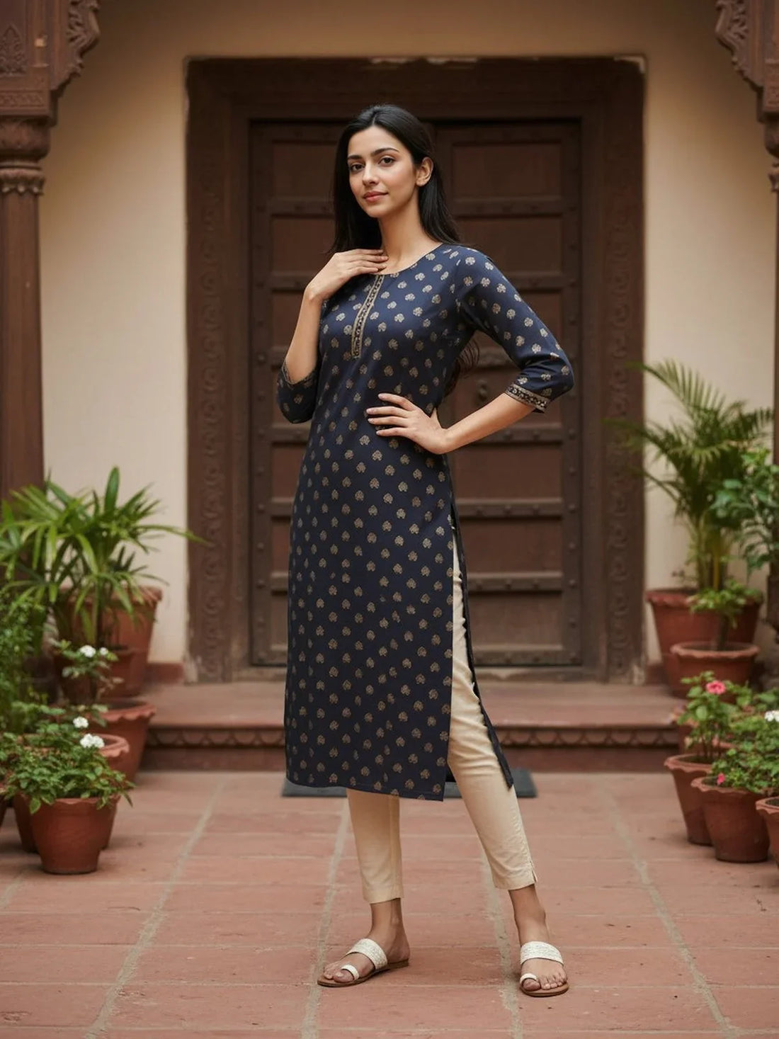 Buy Rayon Embroidered Straight Calf Length Kurta-Grey