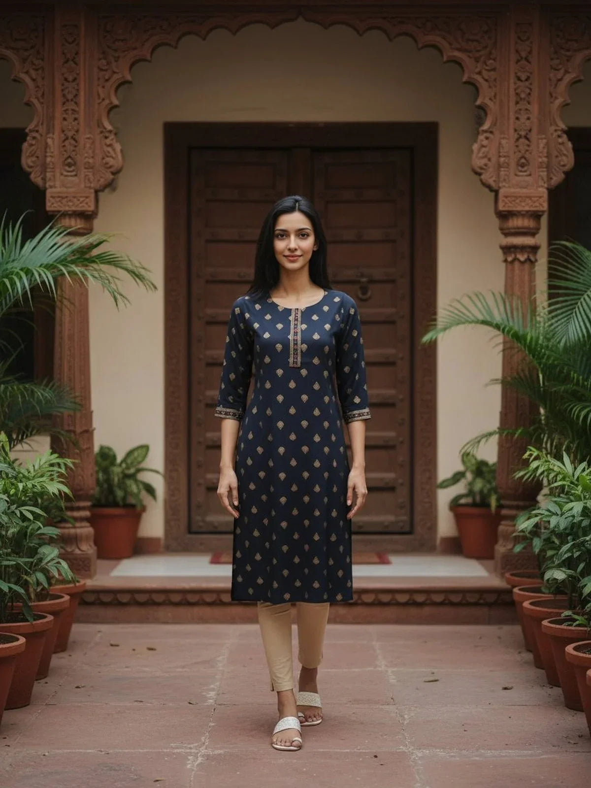 Buy Rayon Embroidered Straight Calf Length Kurta-Grey