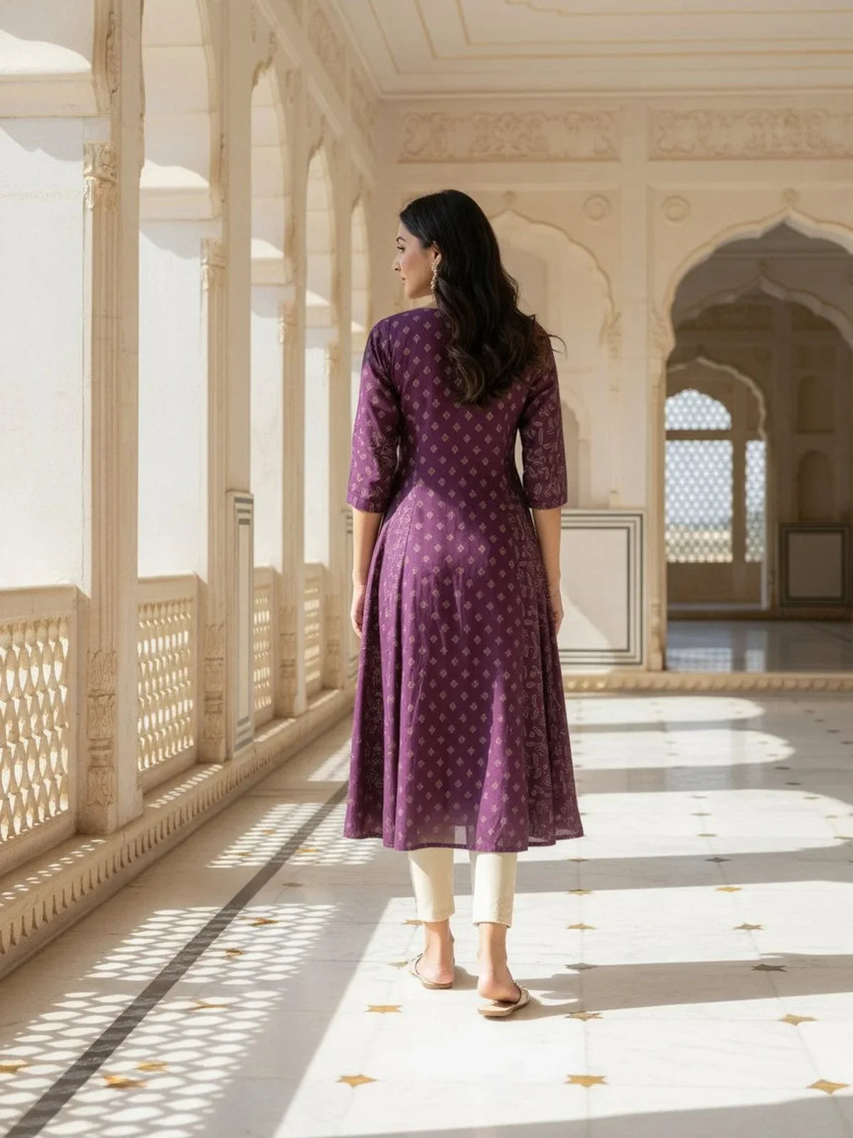 Buy Poly Viscose Embroidered Anarkali Calf Length Kurta-Maroon