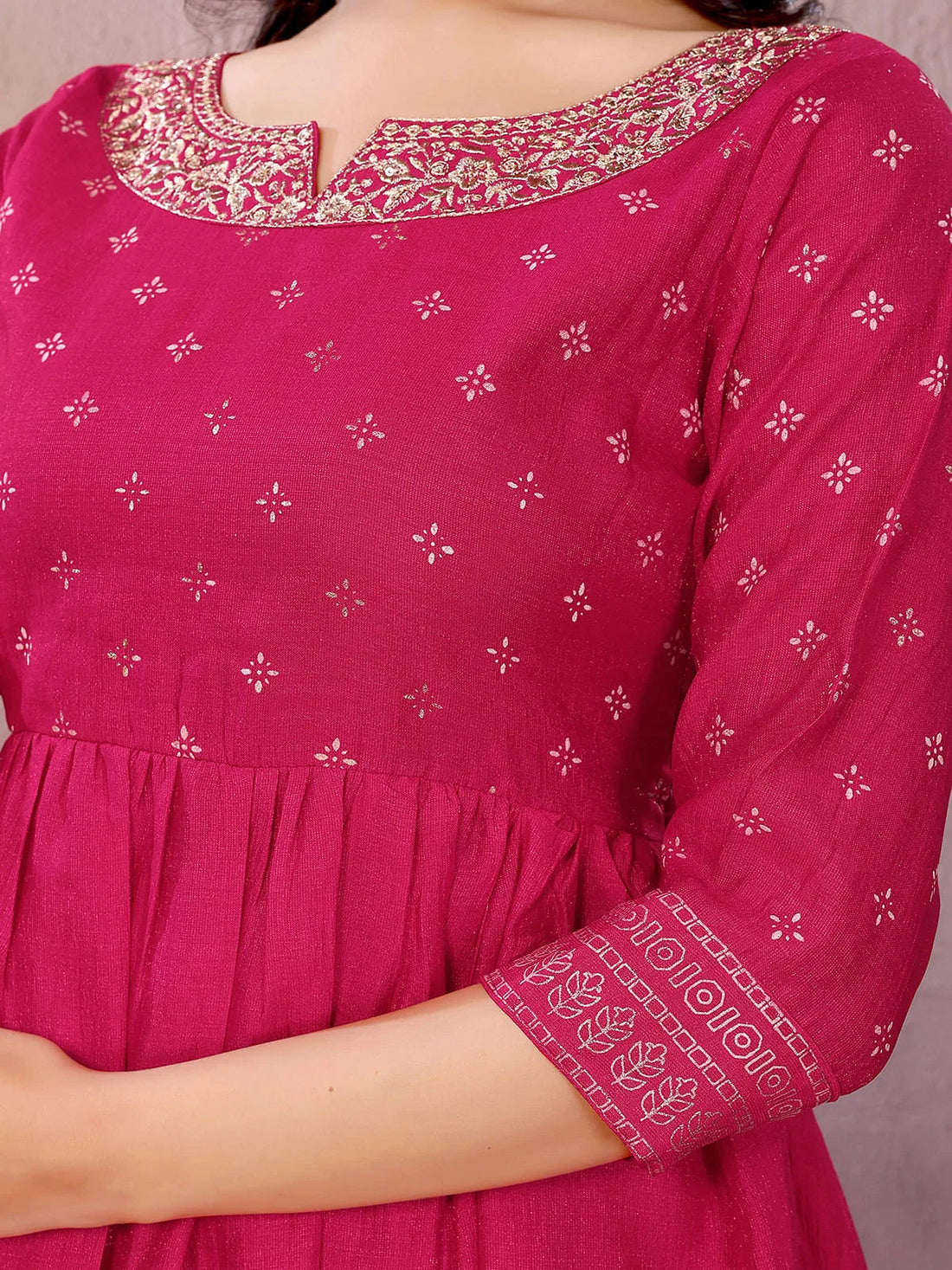 Buy Polyester Printed Anarkali Calf Length Kurta-Red