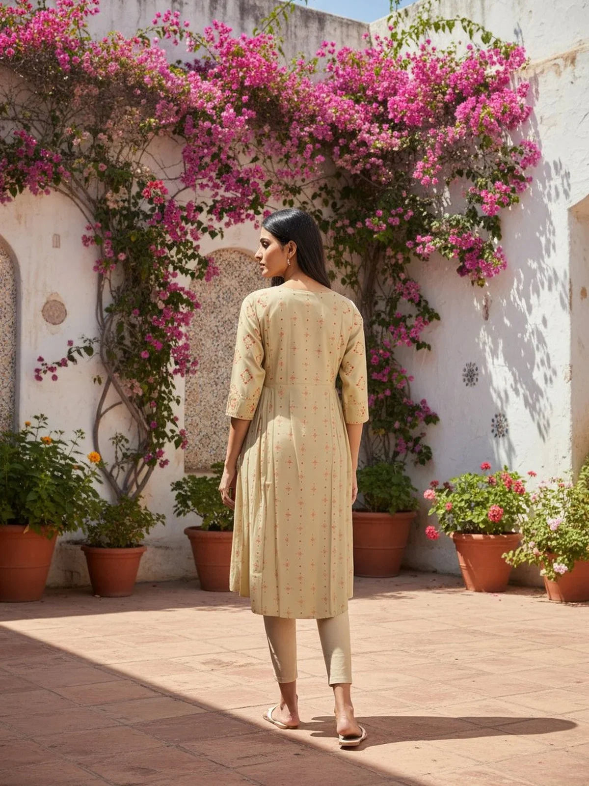 Buy Poly Viscose Embroidered Anarkali Calf Length Kurta-Green