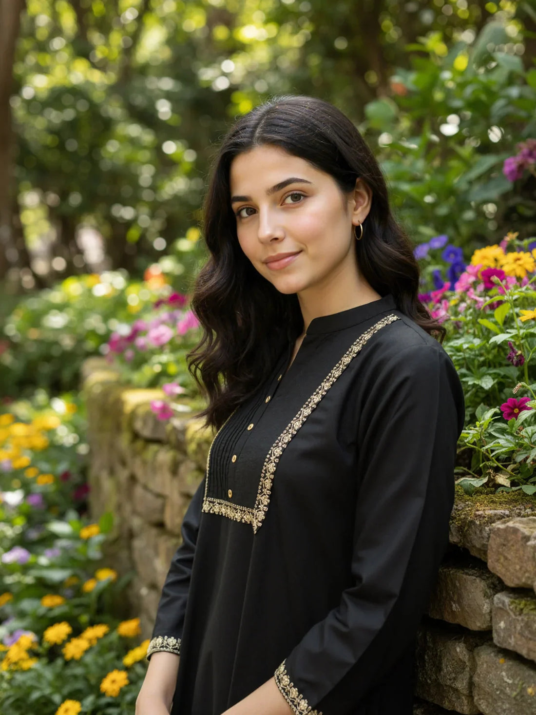 Buy Rayon Embroidered Straight Calf Length Kurta-Black