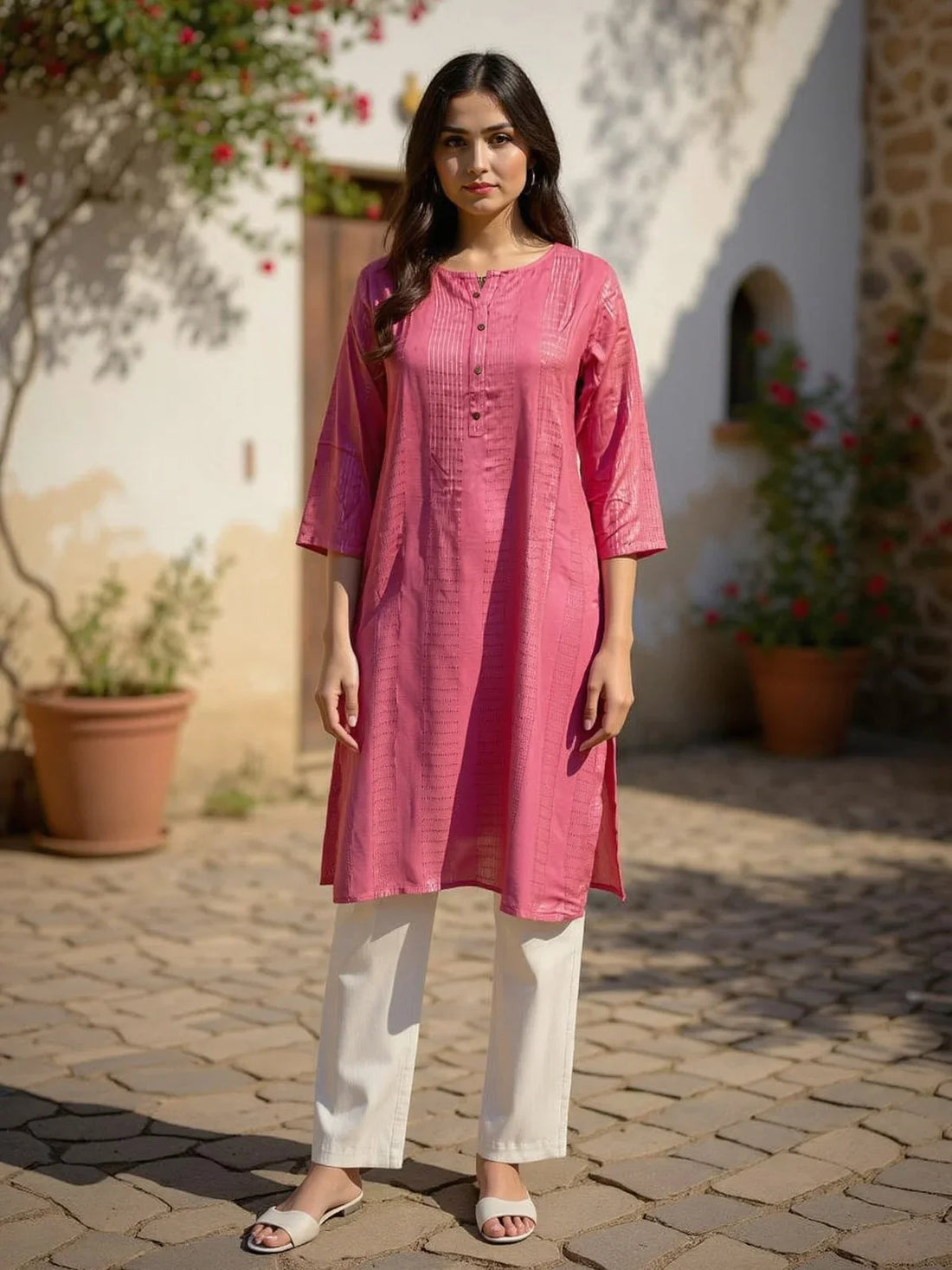 Buy Rayon Dobby Solid Straight Calf Length Straight Kurta-Mauve