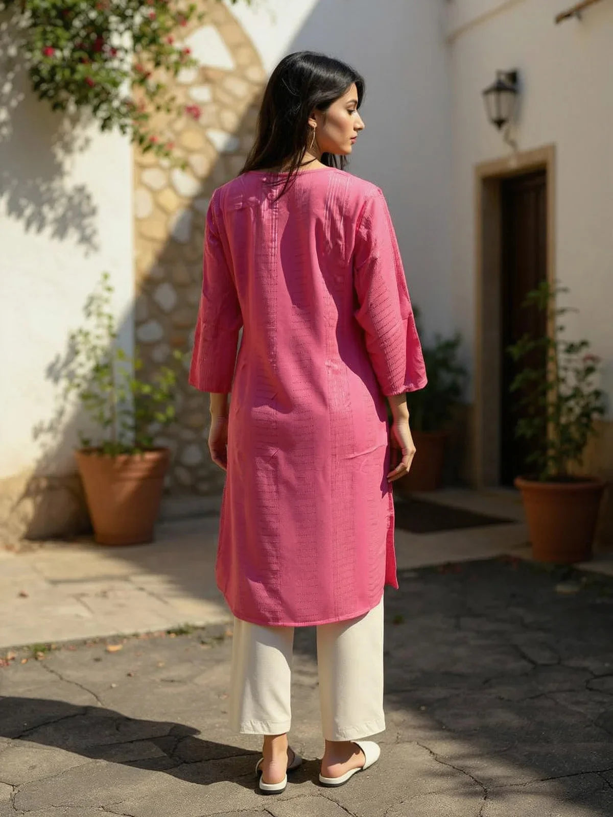 Buy Rayon Dobby Solid Straight Calf Length Straight Kurta-Mauve