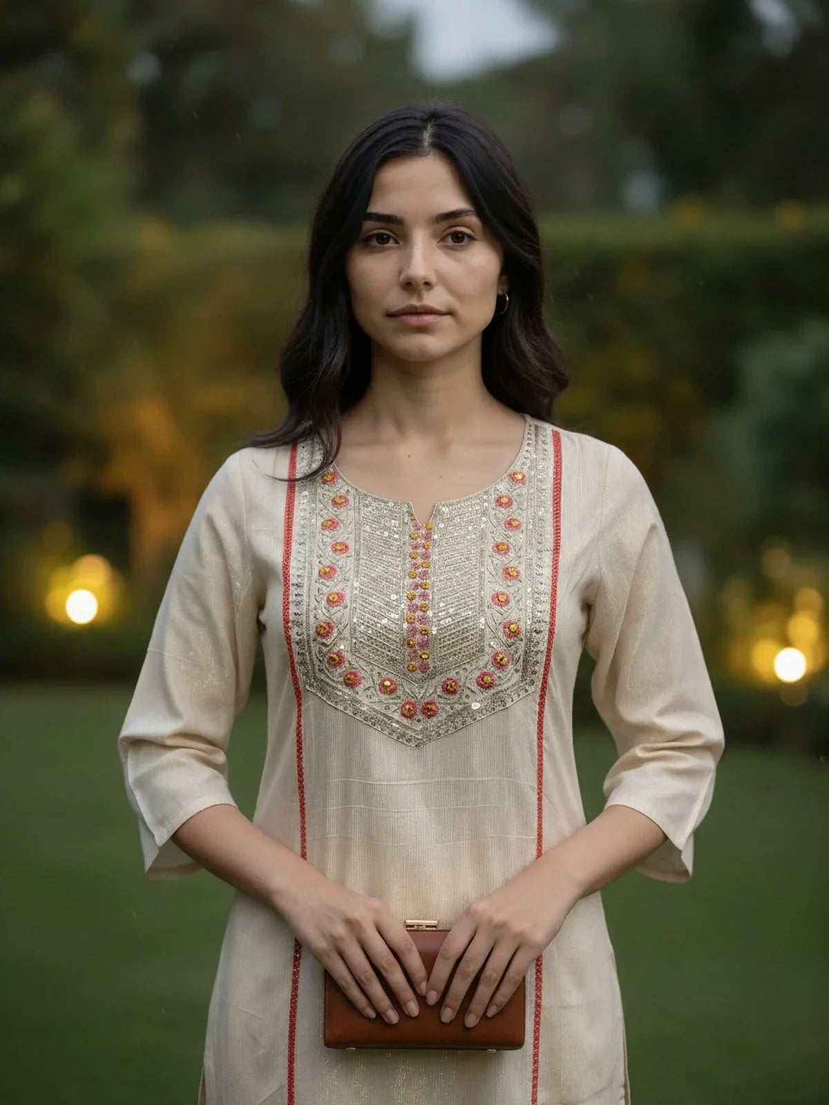 Buy Cotton Embroidered Straight Calf Length Kurta-Off White