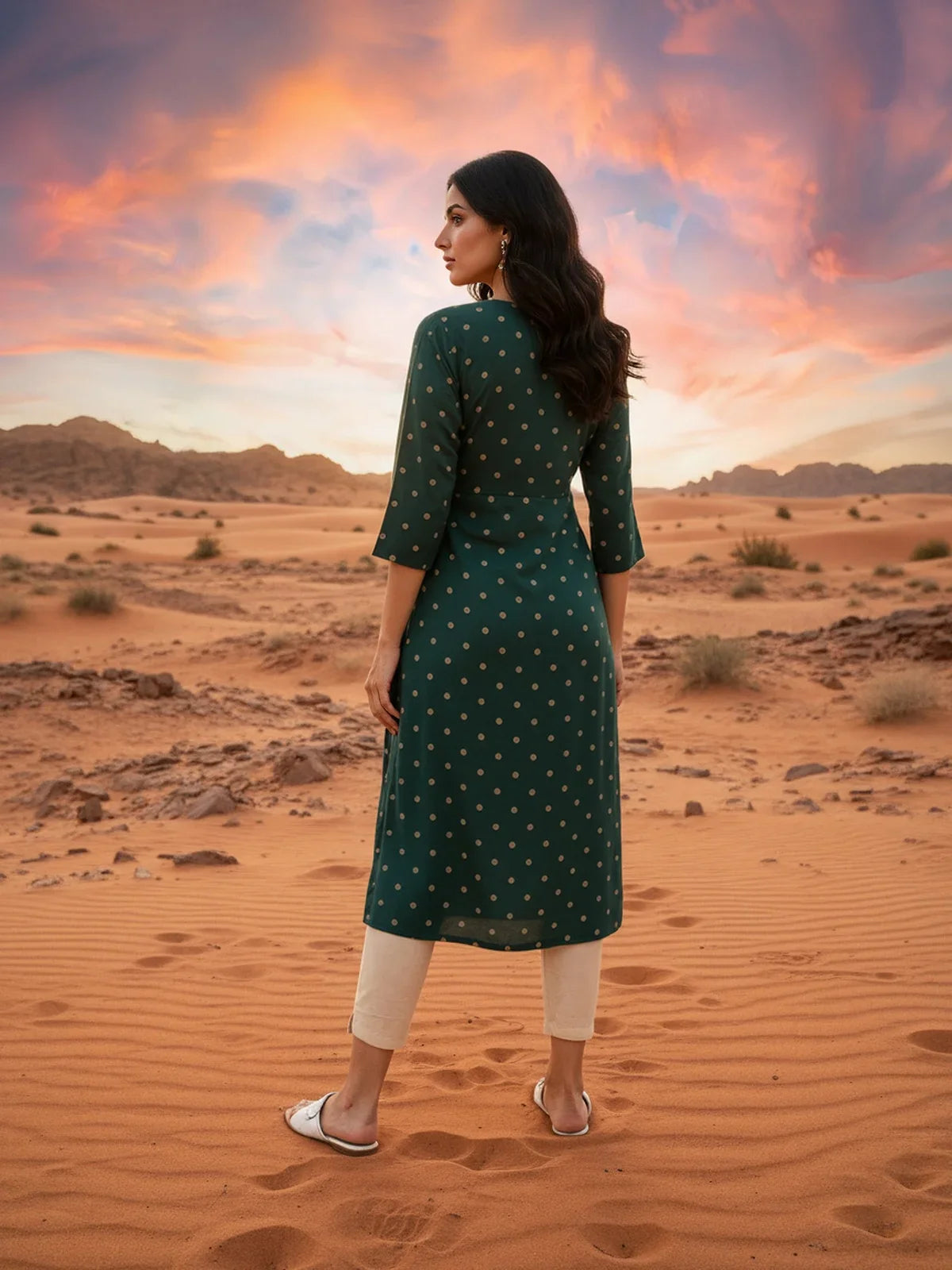 Buy Rayon Embroidered Flared Calf Length Kurta-Teal