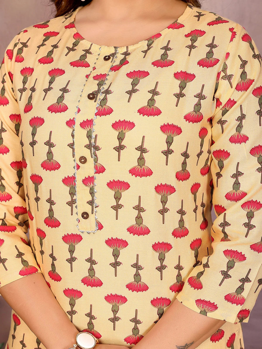 Buy Rayon Printed Straight Knee Length Kurta-Pink