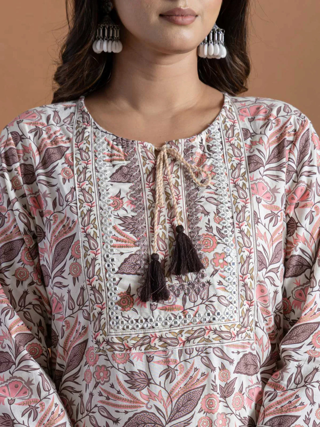 Buy Cotton Embroidered Straight Calf Length Kurta-Purple