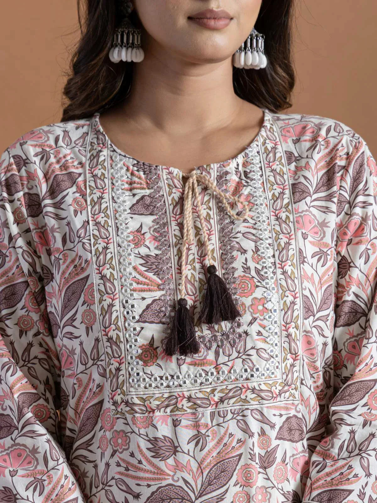 Buy Cotton Embroidered Straight Calf Length Kurta-Purple
