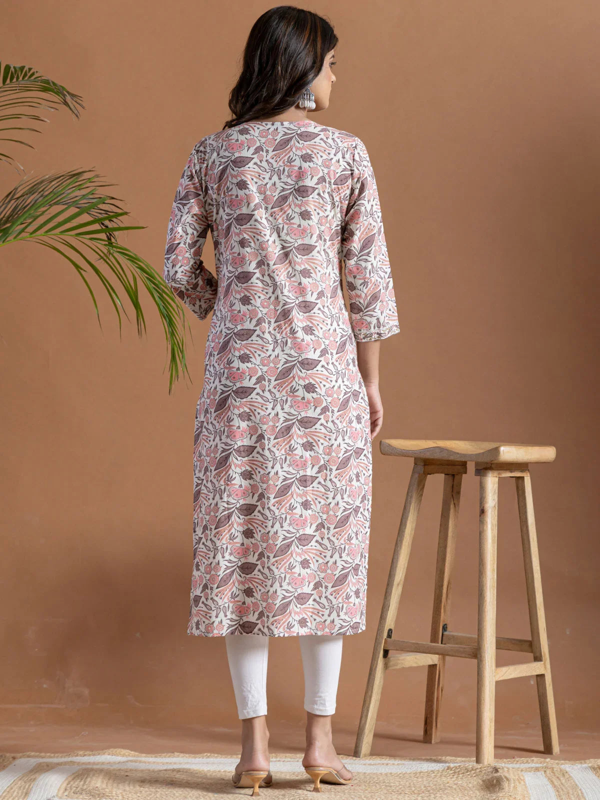 Buy Cotton Embroidered Straight Calf Length Kurta-Purple