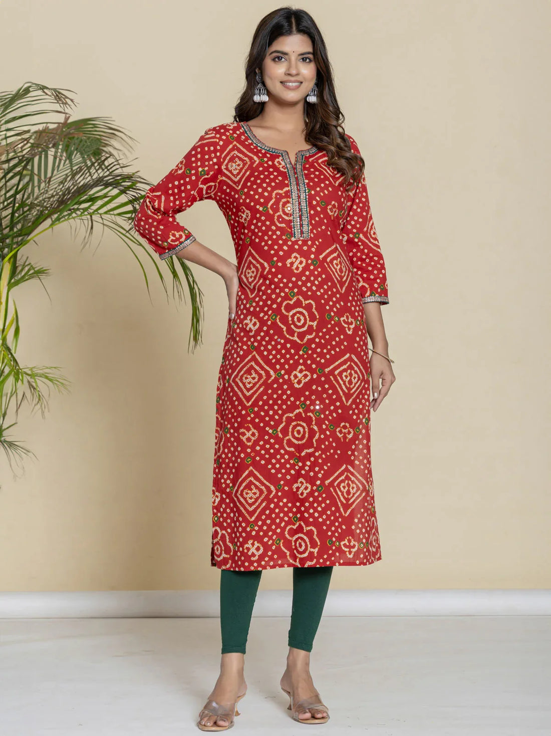 Buy Cotton Embroidered Straight Calf Length Kurta-Maroon