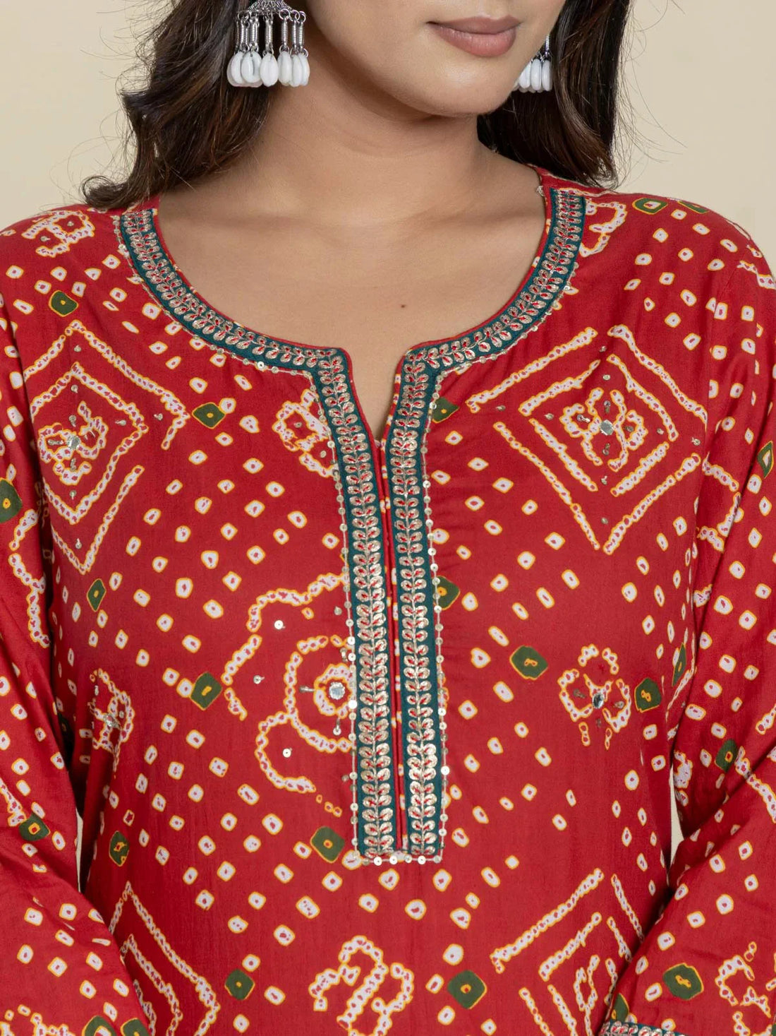 Buy Cotton Embroidered Straight Calf Length Kurta-Maroon