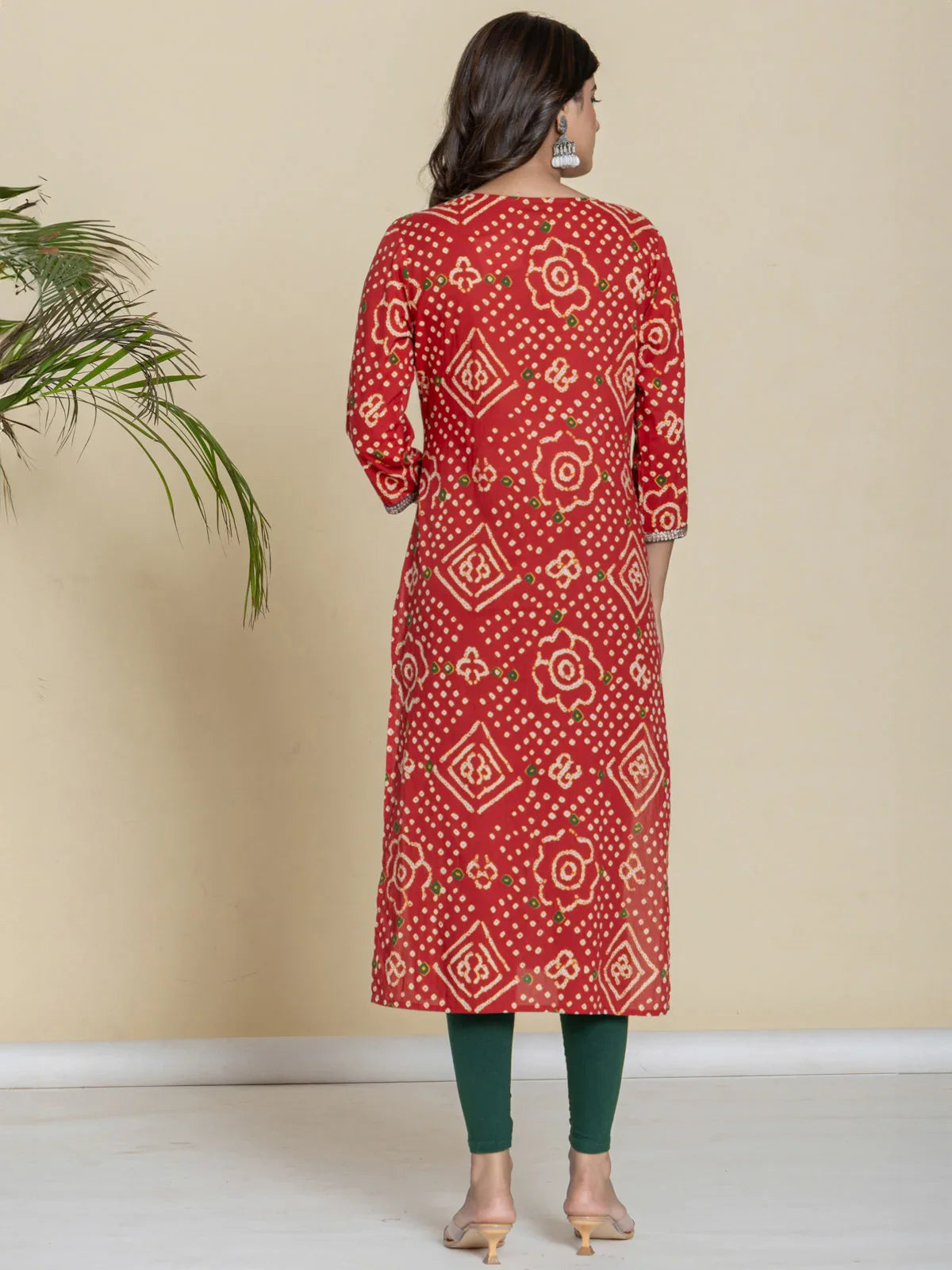 Buy Cotton Embroidered Straight Calf Length Kurta-Maroon