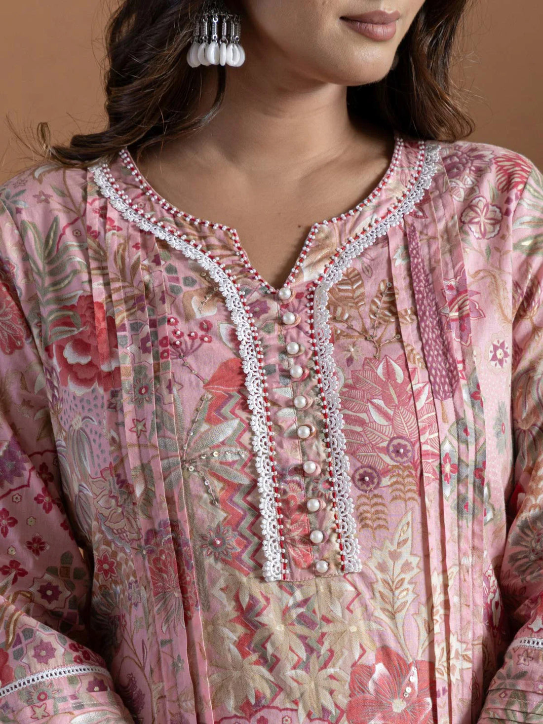 Buy Cotton Embroidered Straight Calf Length Kurta-Pink