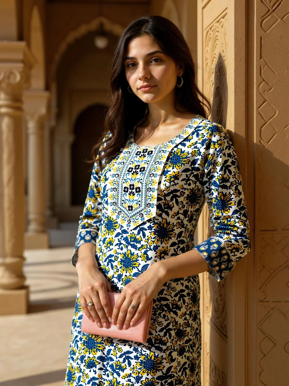 Buy Rayon Embroidered Straight Calf Length Kurta with Pant-Grey