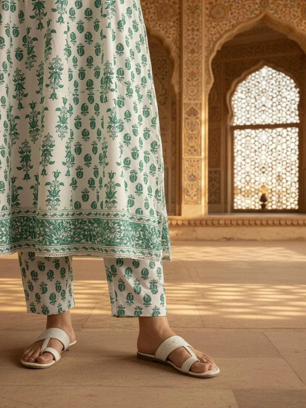 Buy Rayon Embroidered Anarkali Calf Length Kurta with Pant and Dupatta-White