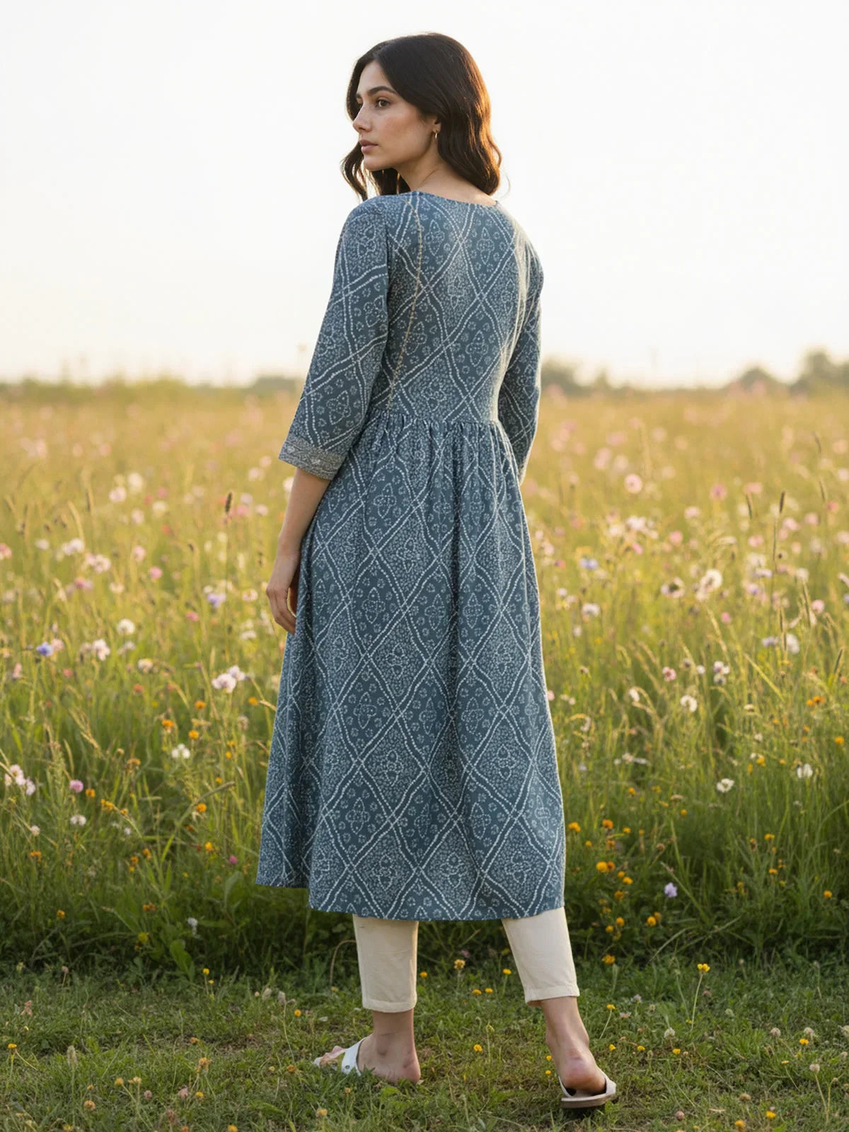 Buy Rayon Embroidered A-Line Calf Length Kurta-Grey