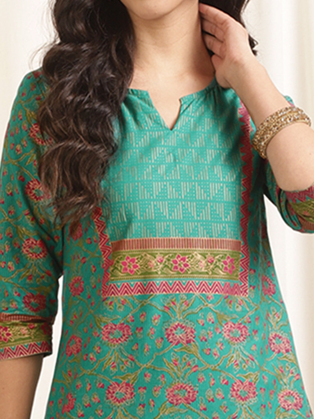 Buy Cotton Printed Knee Length Straight Kurta-Green