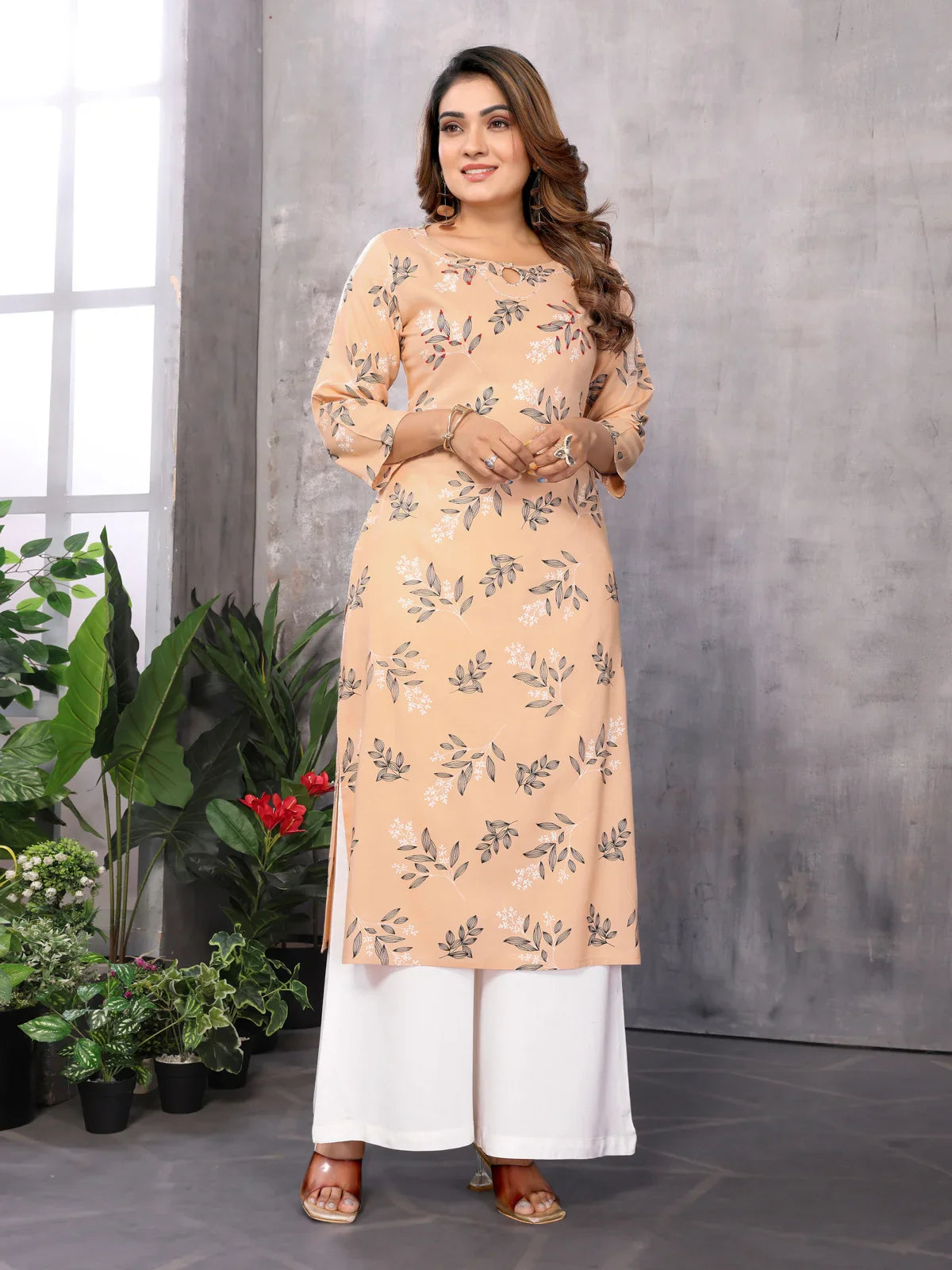 Buy Cotton Printed Straight Knee Length Kurti-Pink