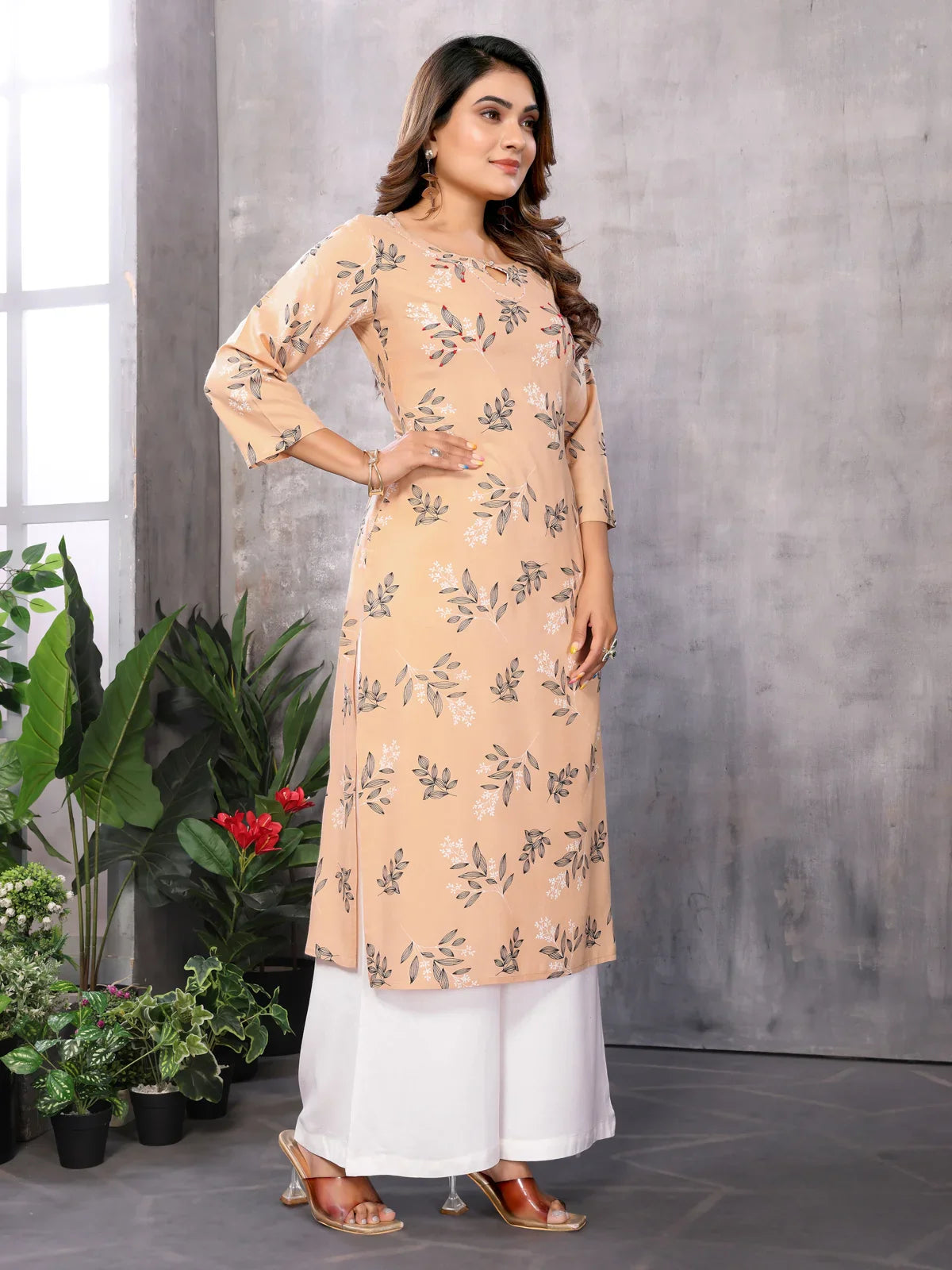 Buy Cotton Printed Straight Knee Length Kurti-Pink