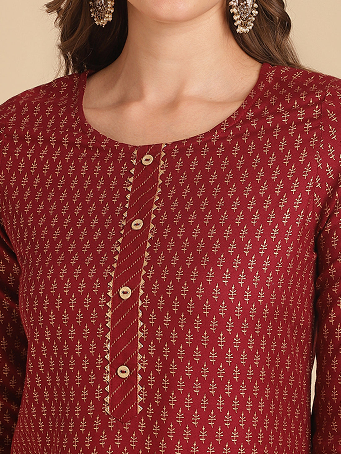 Buy Rayon Printed Knee Length Straight Kurta-Maroon