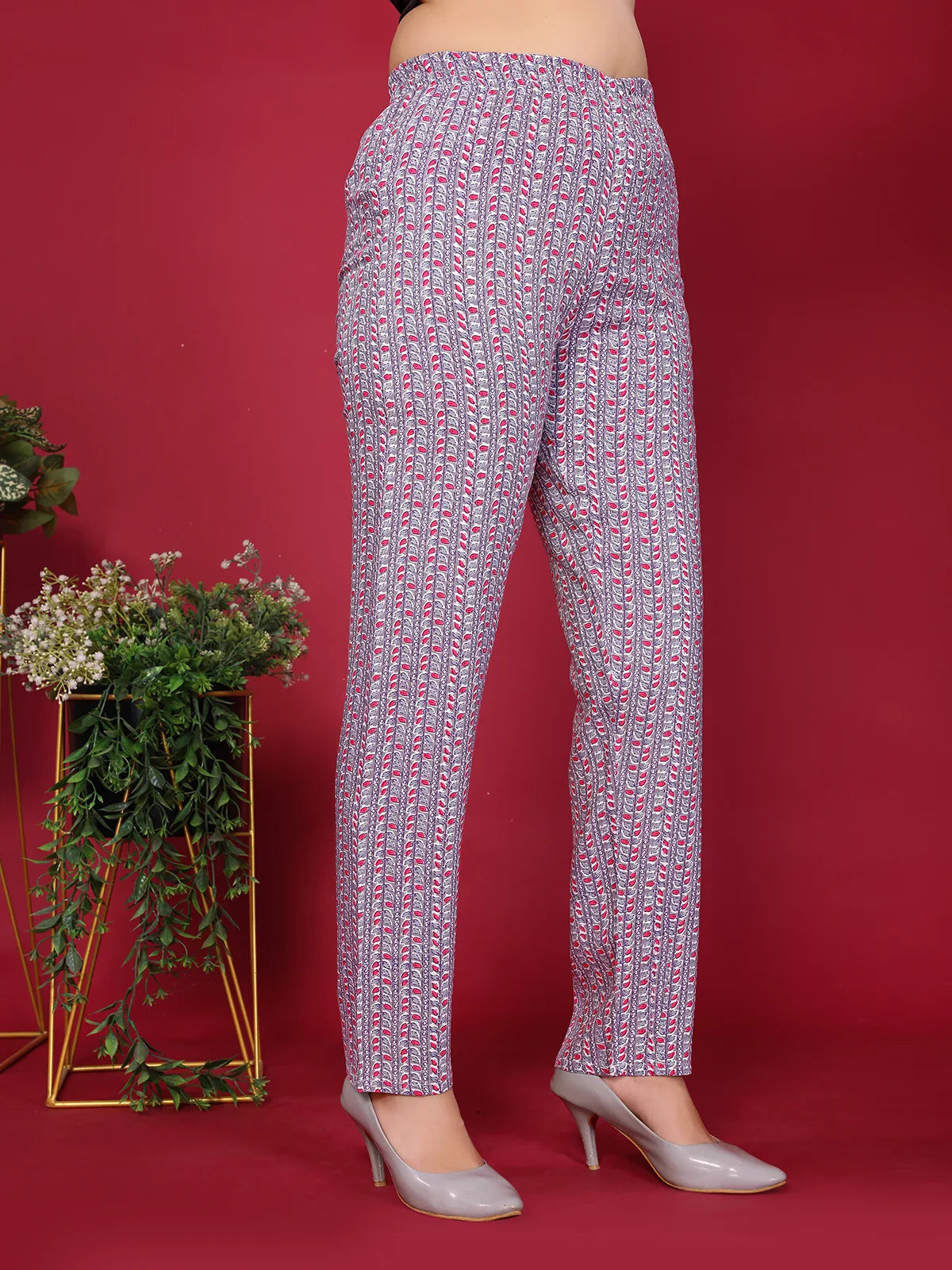 Buy Rayon Printed Straight Calf Length Kurta with Pant-Grey