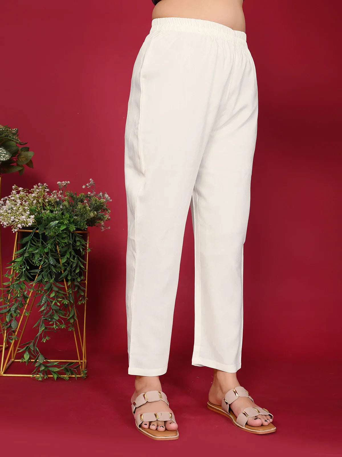 Buy Rayon Embroidered Straight Calf Length Kurta with Pant and Dupatta-Cream