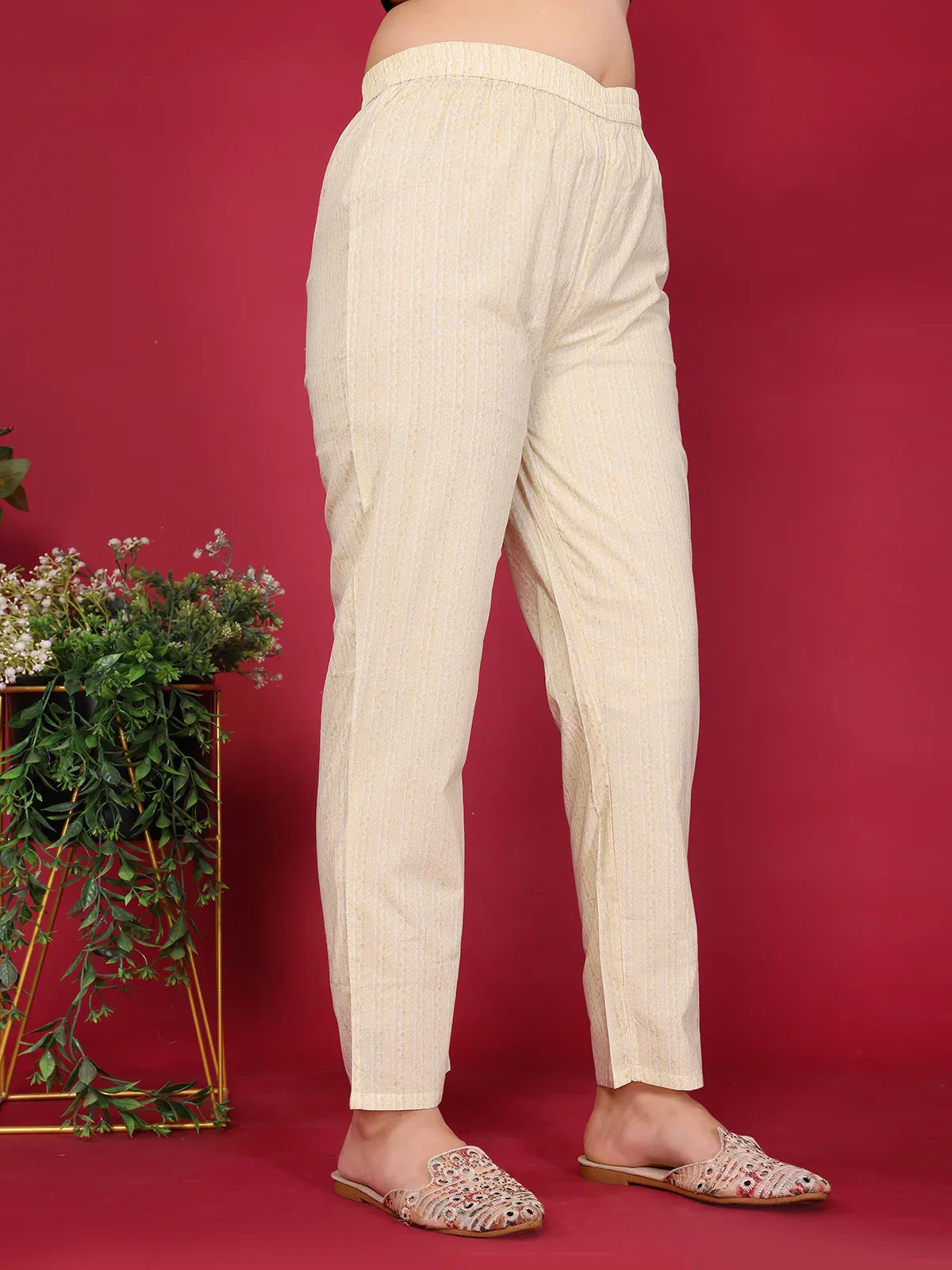 Buy Cotton Embroidered Straight Calf Length Kurta with Pant and Dupatta-Beige