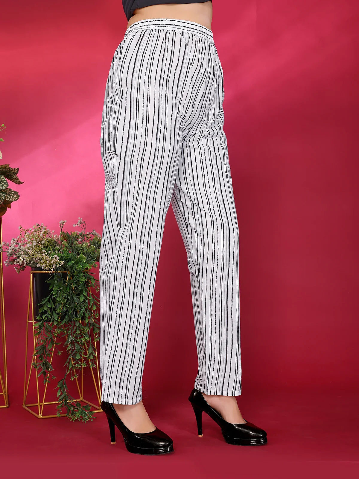 Buy Cotton Printed Straight Calf Length Kurta with Pant-Off White