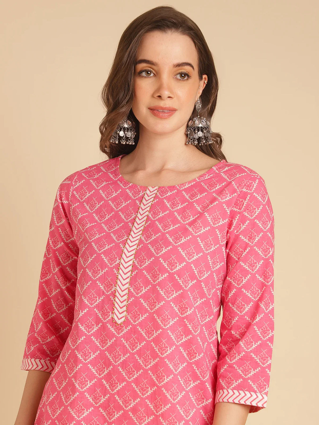 Buy Rayon Printed Straight Knee Length Kurta-Pink