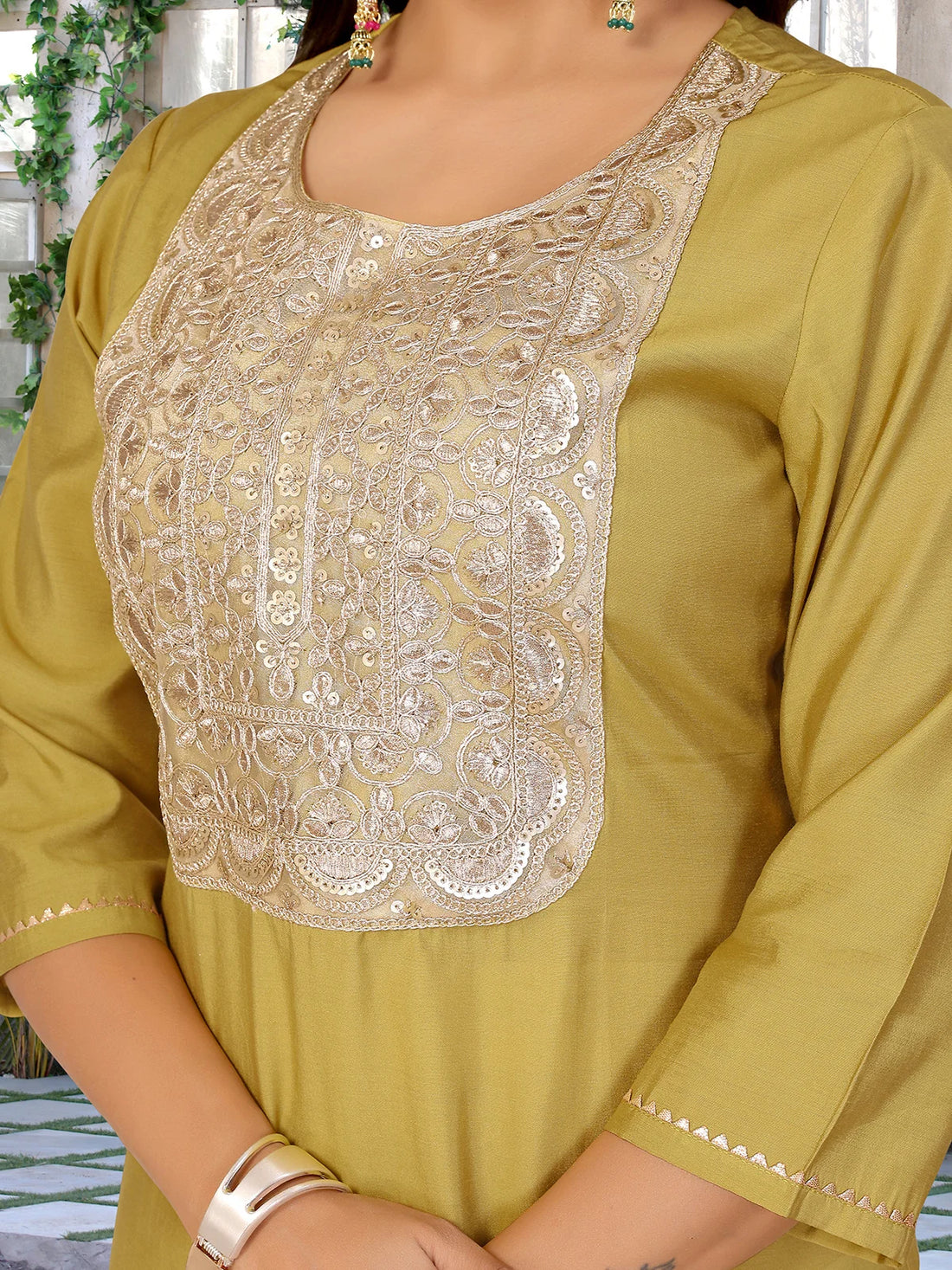 Buy Viscose Blend Embroidered Straight Calf Length Kurta-Mustard
