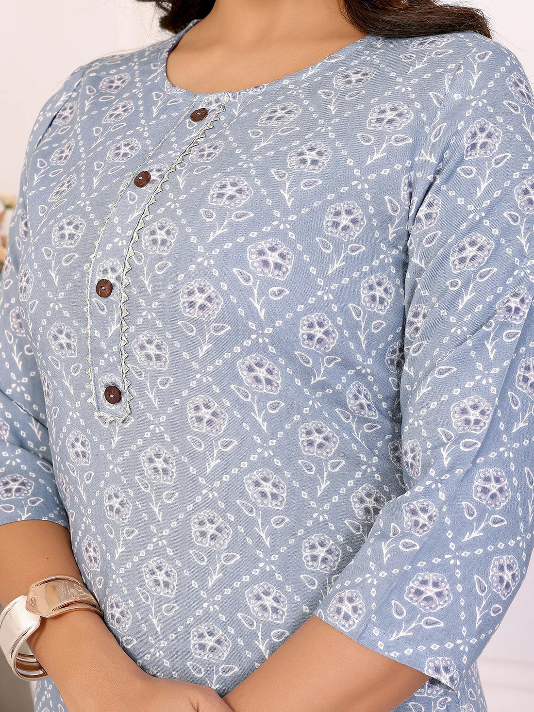 Buy Rayon Printed Straight Knee Length Kurta-Grey