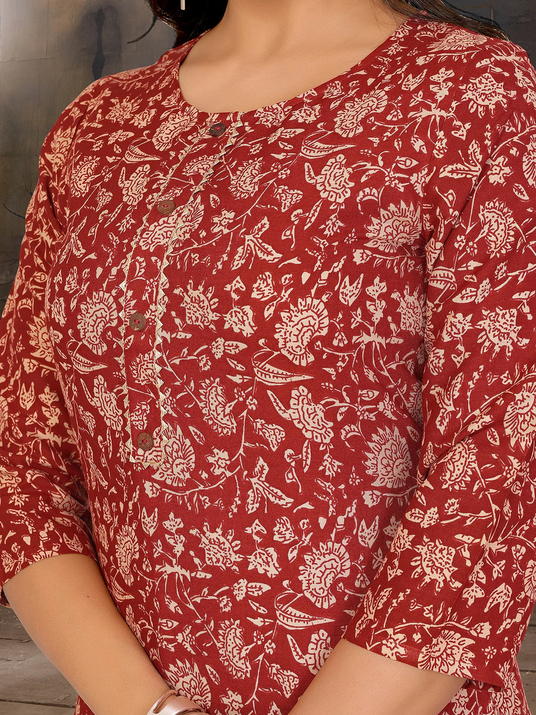 Buy Rayon Printed Straight Knee Length Kurta-Maroon