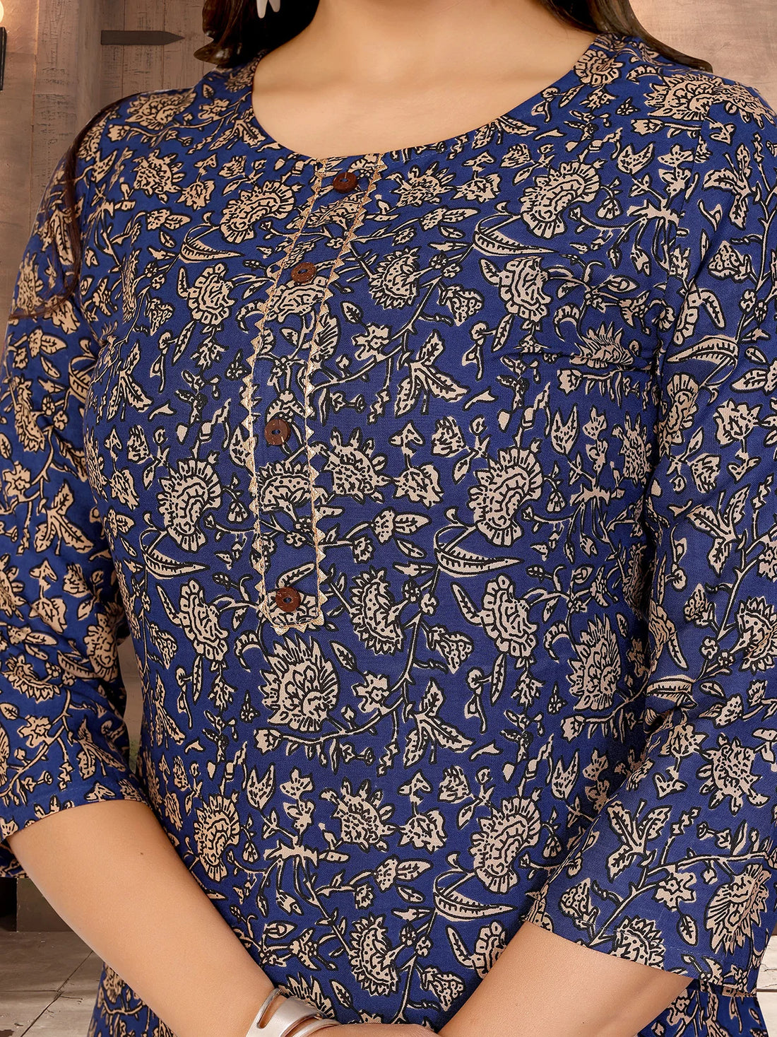 Buy Rayon Printed Straight Knee Length Kurta-Blue
